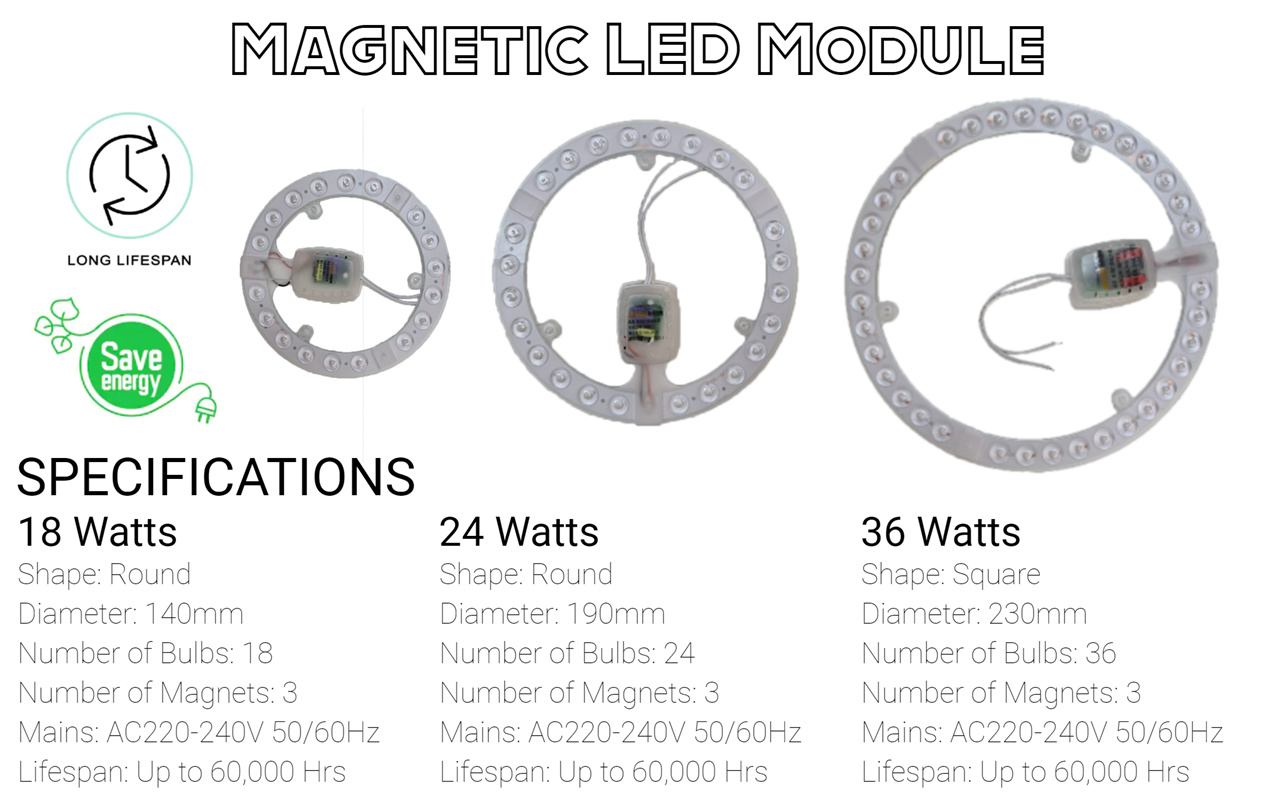 Magnetic Single LED Ceiling Light 18W | Pure White 6000K 3