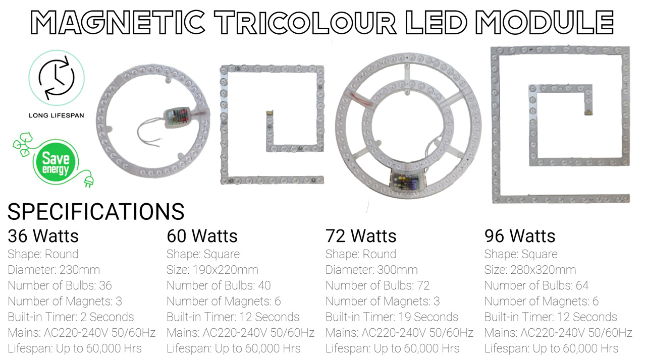 Magnetic Tri-colour LED ceiling light 60W | Square 4