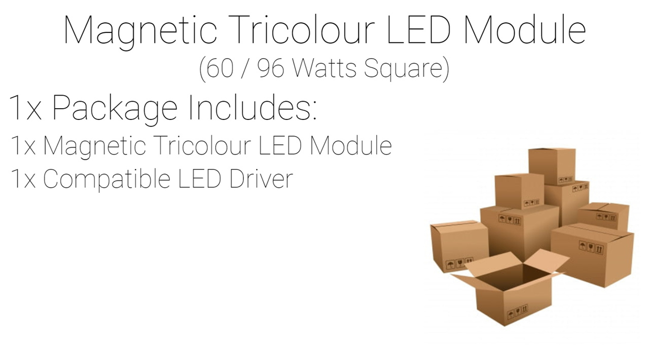 Magnetic Tri-colour LED ceiling light 96W | Square 6