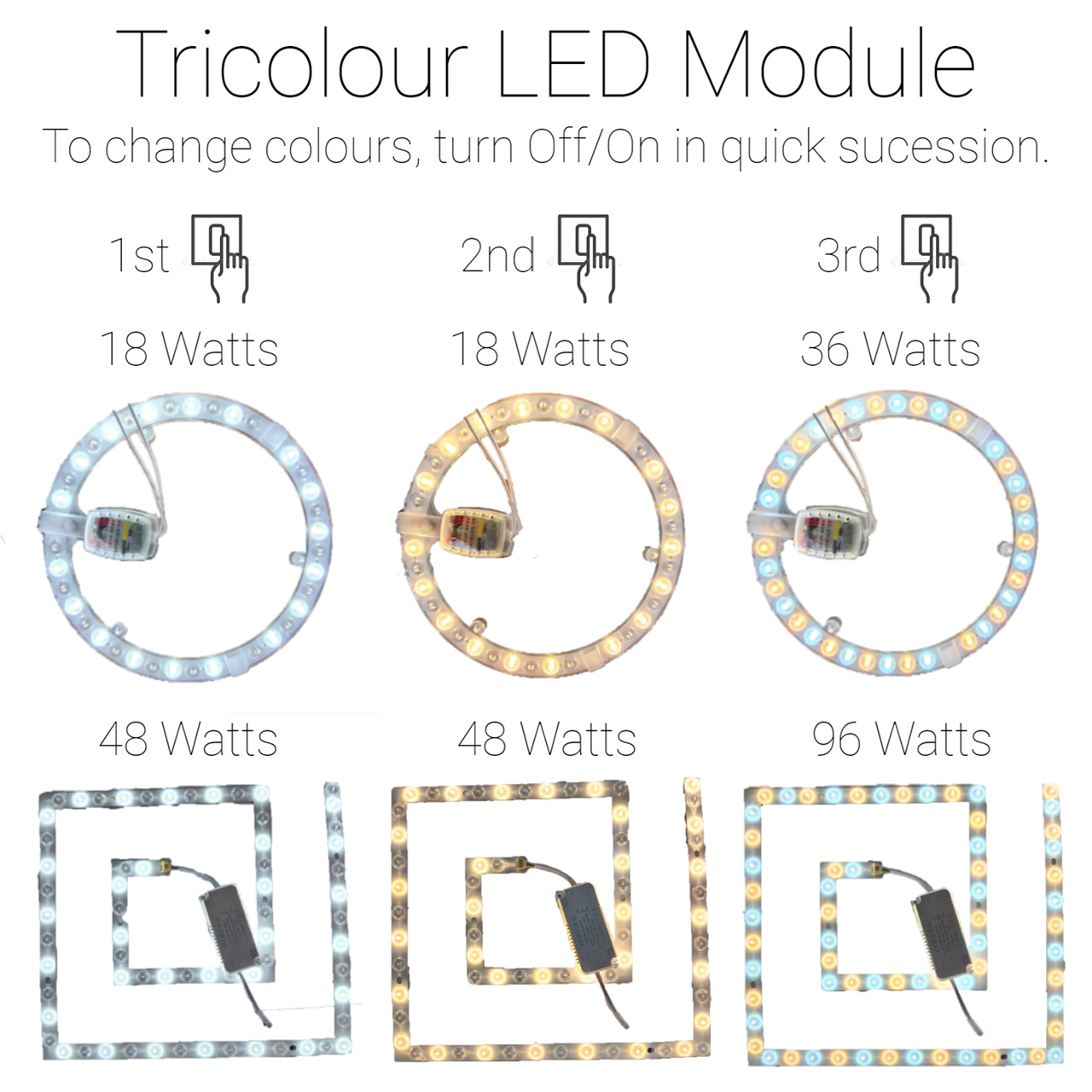 Magnetic Tri-colour LED ceiling light 60W | Square 2