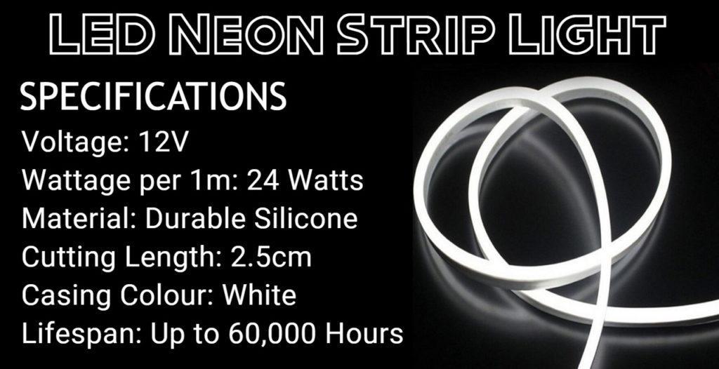 Flexible LED Neon Strip Light 12V Specification