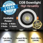 COB LED Ceiling Light/Downlight 12W