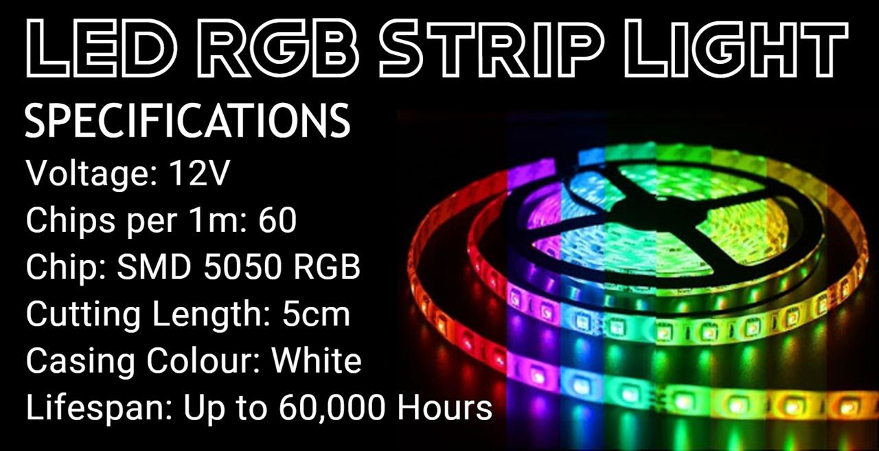 Remote Controlled RGB LED Strip light Specification