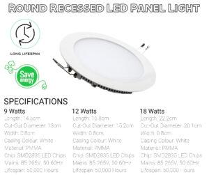 Round LED Panel Light 18W | Pure White 6000k 2